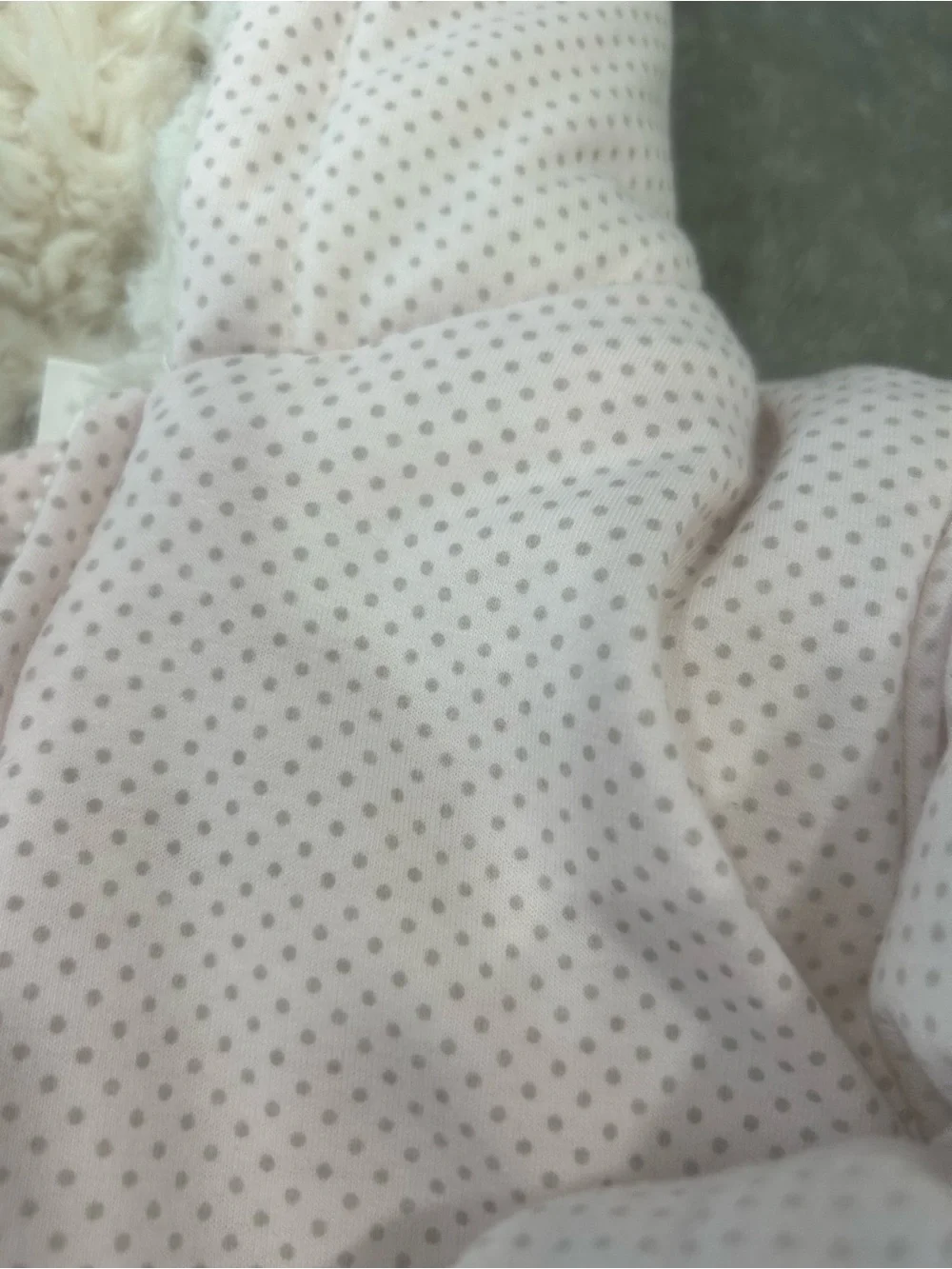 Restoration Hardware Baby & Child Pink gray Polka Dot Hooded Bunting pram 6 mos